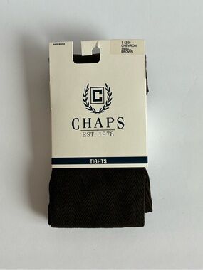 Vintage Chaps Brown Chevron Tights Hosiery USA Small NEW NOS